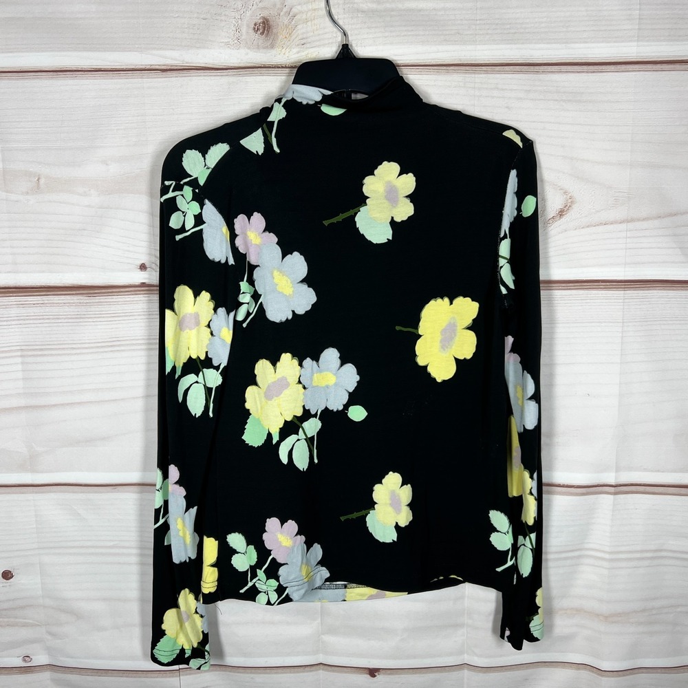Bernadette Top Womens EU 40 US 8 Black Floral Knit Blouse Tie Neck Long Sleeve - Picture 11 of 13
